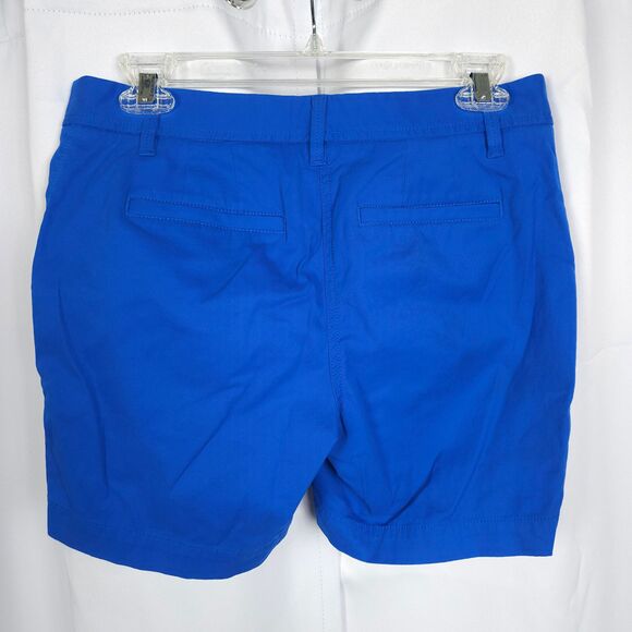 Talbots Womens 2P Petite 31x6 Blue Flat Front Relaxed Fit Chino Khaki Shorts - Picture 2 of 7